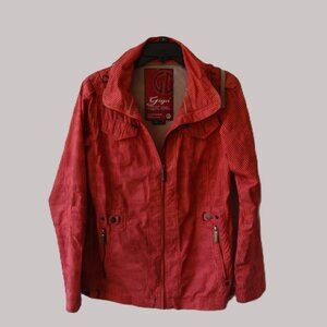 Giga Dx women's size 8 hooded jacket, cotton, front zip, pink-orange color, soft